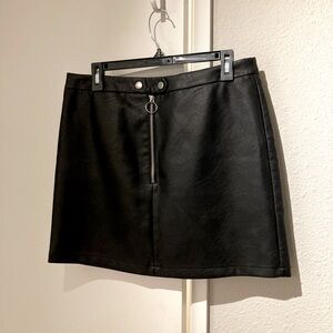 Topshop faux leather skirt with zipper detail